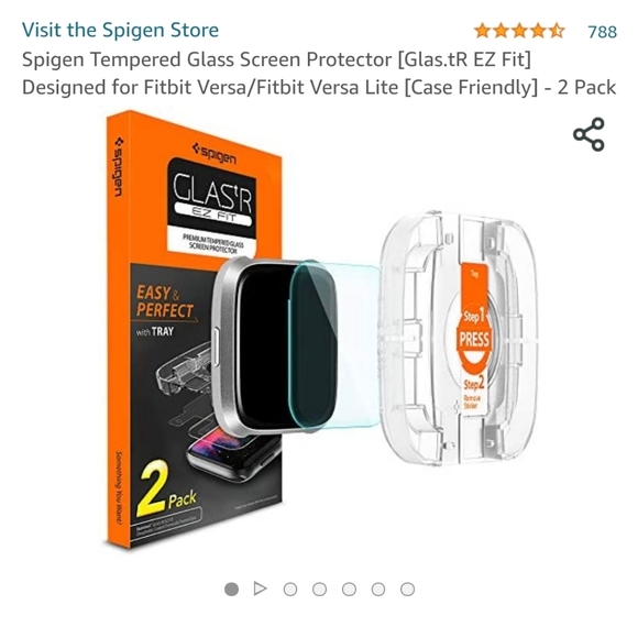 Spigen 2 pack fitbit versa glass screen protector - Picture 2 of 15